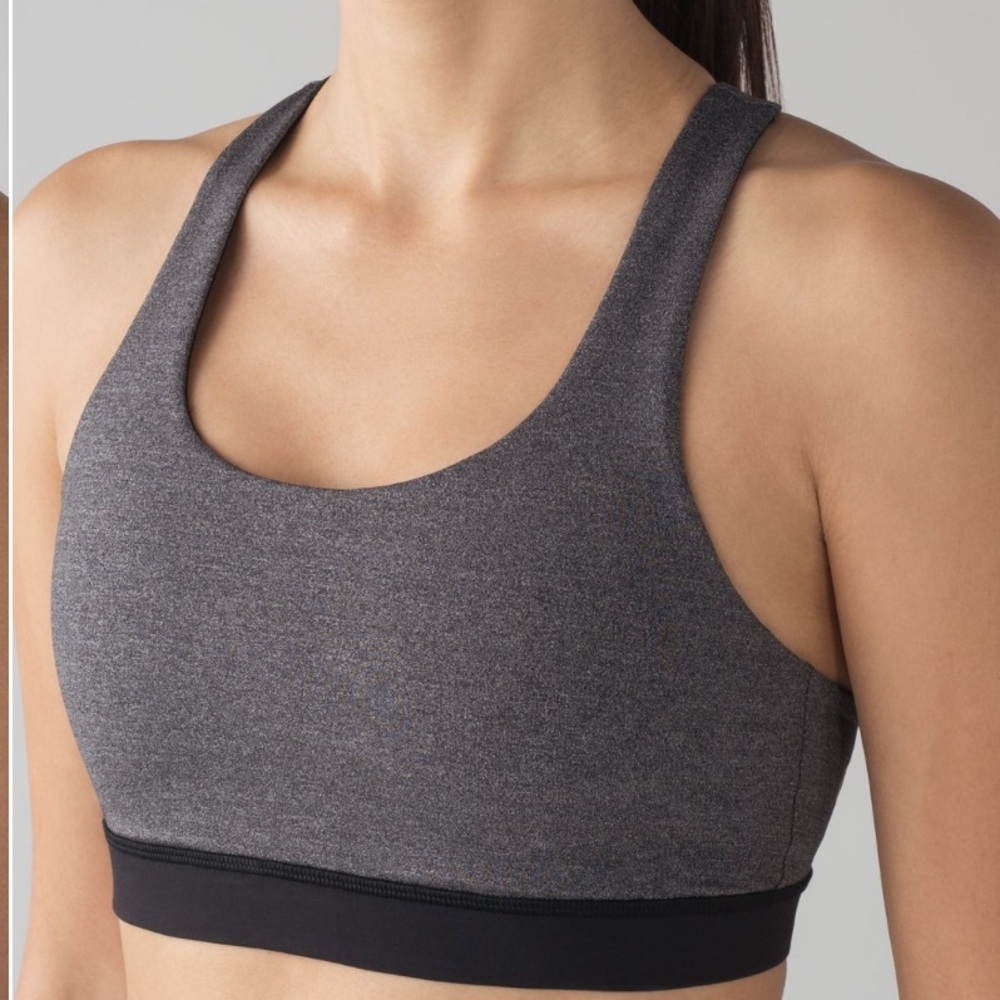 lululemon athletica Invigorate Bra Heathered Black Sz 8 - Picture 2 of 12